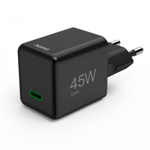 Hama GaN, USB-C, PD, 45 W super-mini gyorstöltő fekete