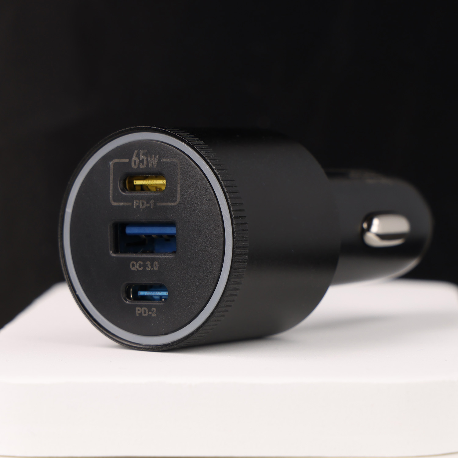 Blavec autós töltő BS-06D-C Trip - USB + 2xType C - QC 3.0 18W PD 65W with Type C to Type C (CCBS06DCQ-U2CB) fekete-3