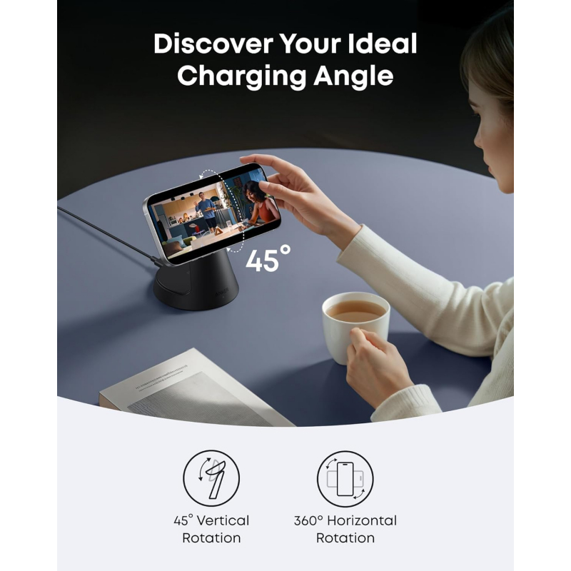 Anker MagGo 3in1 vezeték nélküli töltőállomás, 15W, 1.67A, fekete B25M4G11-5