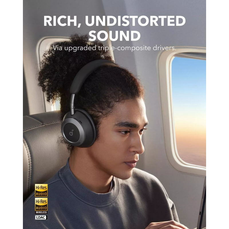 Anker Soundcore Space One Pro, Fekete Bluetooth fejhallgató-5