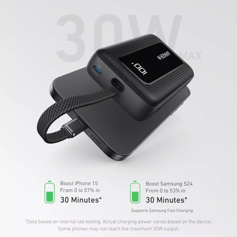 Powerbank Anker Zolo, 20000mAh, 30W, QC + PD, Fekete A1689H11-1
