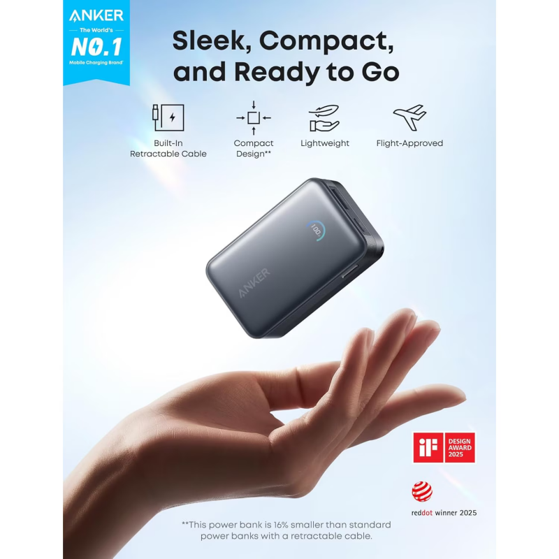 Anker Nano Powerbank, 10000mAh, 45W, QC + PD, Fekete A1638H11-1