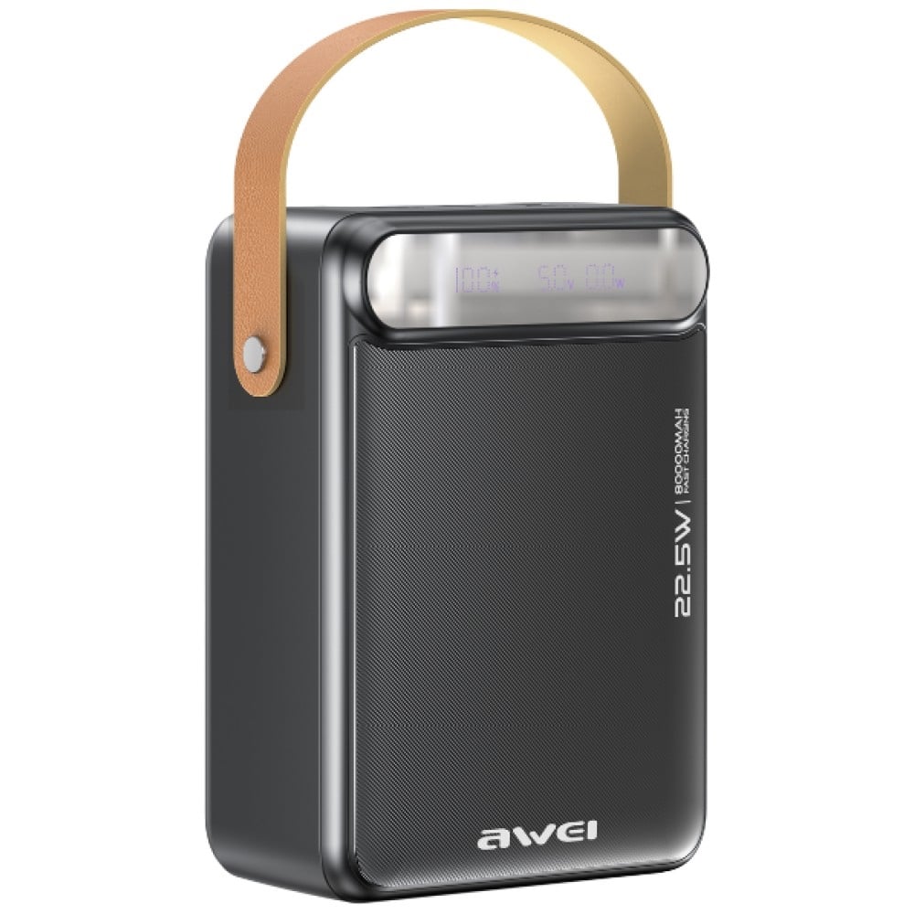 AWEI PowerBank P102K 80000mAh 22,5W PD 2xUSB-C 3xUSB-A fekete-0