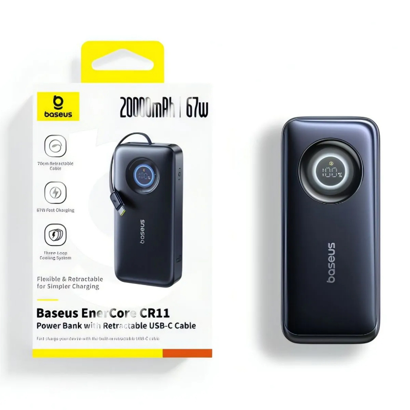 Powerbank Baseus EnerCore CR11, 20000mAh, 67W, PD, Fekete E0027H00-2