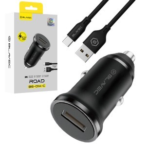 Blavec autós töltő BS-01A-C Road - USB - QC 3.0 18W USB-C kábellel (CCBS01ACR-UB) fekete