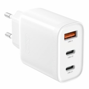 Töltő XO DESIGN L117, 45W, 3A, 1 x USB-A - 2 x USB-C, Fehér