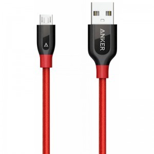 USB-A - microUSB kábel Anker PowerLine+, 18W, 2.4A, 0.91m, Piros A8142G91