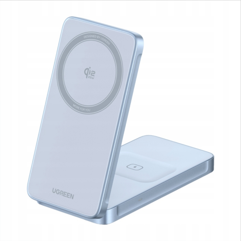 Töltőállomás vezeték nélküli Magsafe UGREEN MagFlow 2in1, 25W, Kék-0