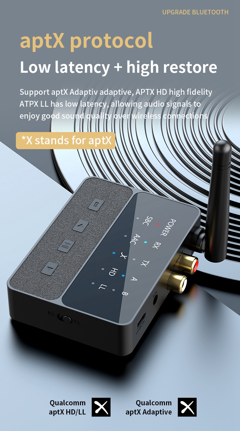 D600 alacsony késleltetésű 2 az 1-ben Bluetooth 5.3 AUX adapter vevő és adó párosítással-4