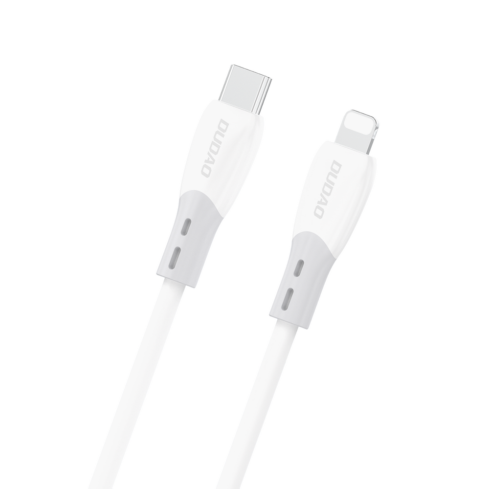 Dudao L25SX 30W USB-C - Lightning Kábel Puha Szilikon Fonattal 2m - Fehér-0