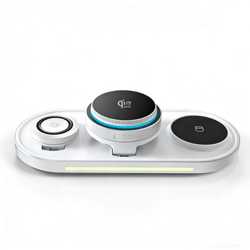 Tech-Protect A51 ArcticBoost 3 az 1-ben mágneses MagSafe vezeték nélküli töltő 25W Qi2.2 fehér-5
