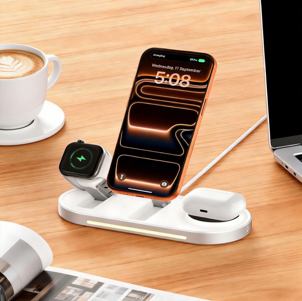 Tech-Protect A51 ArcticBoost 3 az 1-ben mágneses MagSafe vezeték nélküli töltő 25W Qi2.2 fehér-2