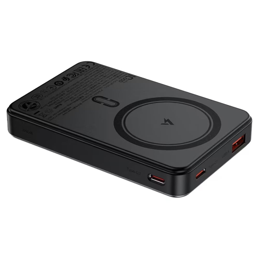 Acefast - Mágneses Vezeték Nélküli Powerbank (M31) - Type-C Kábellel, MagSafe, Gyors Töltés, 2xUSB-C, LED, 10000mAh, 22.5W - Fekete-2