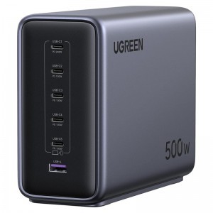 UGREEN Nexode X759 (55550B) asztali töltő, 500W, 5A, 1 x USB-A - 5 x USB-C, Szürke