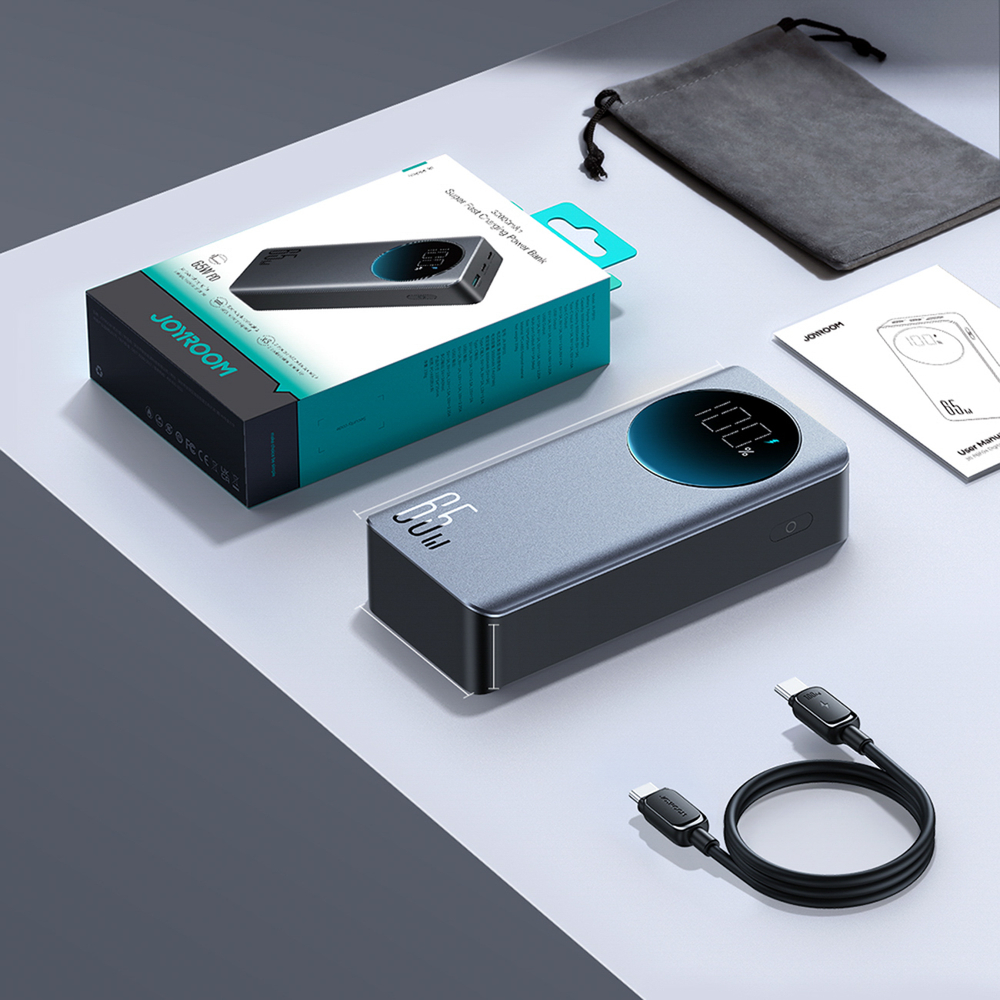 Joyroom JR-PBF05 Pro 30000mAh 65W Powerbank digitális kijelzővel, 2x USB-C, 1x USB-A - Fekete-15