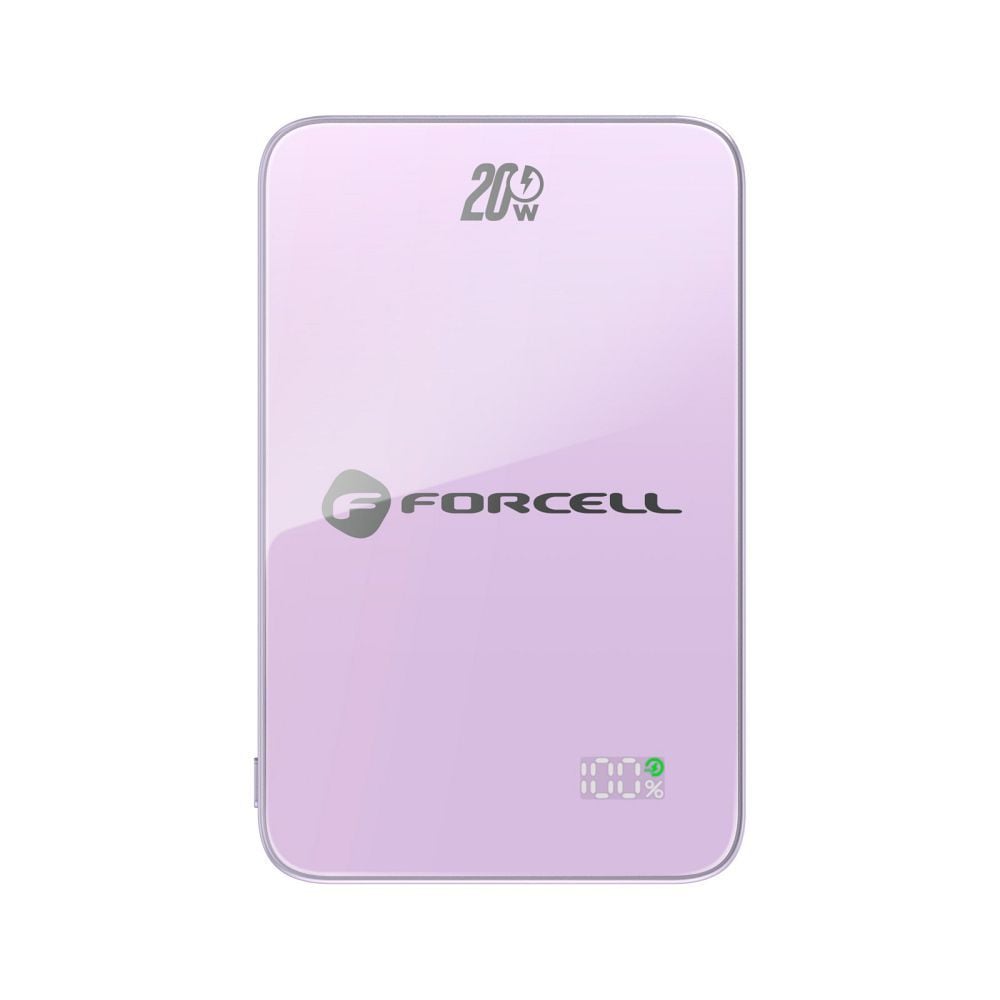Forcell F-Energy SuperSlim F5K8 QC4.0 PD3.0 15W 5000 mAh lila MagSafe-kompatibilis powerbank-12