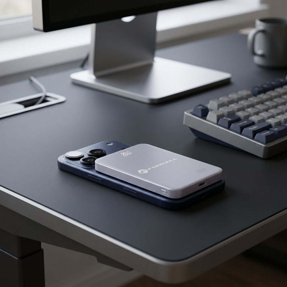 Forcell F-Energy SuperSlim F5K8 QC4.0 PD3.0 15W 5000 mAh lila MagSafe-kompatibilis powerbank-6