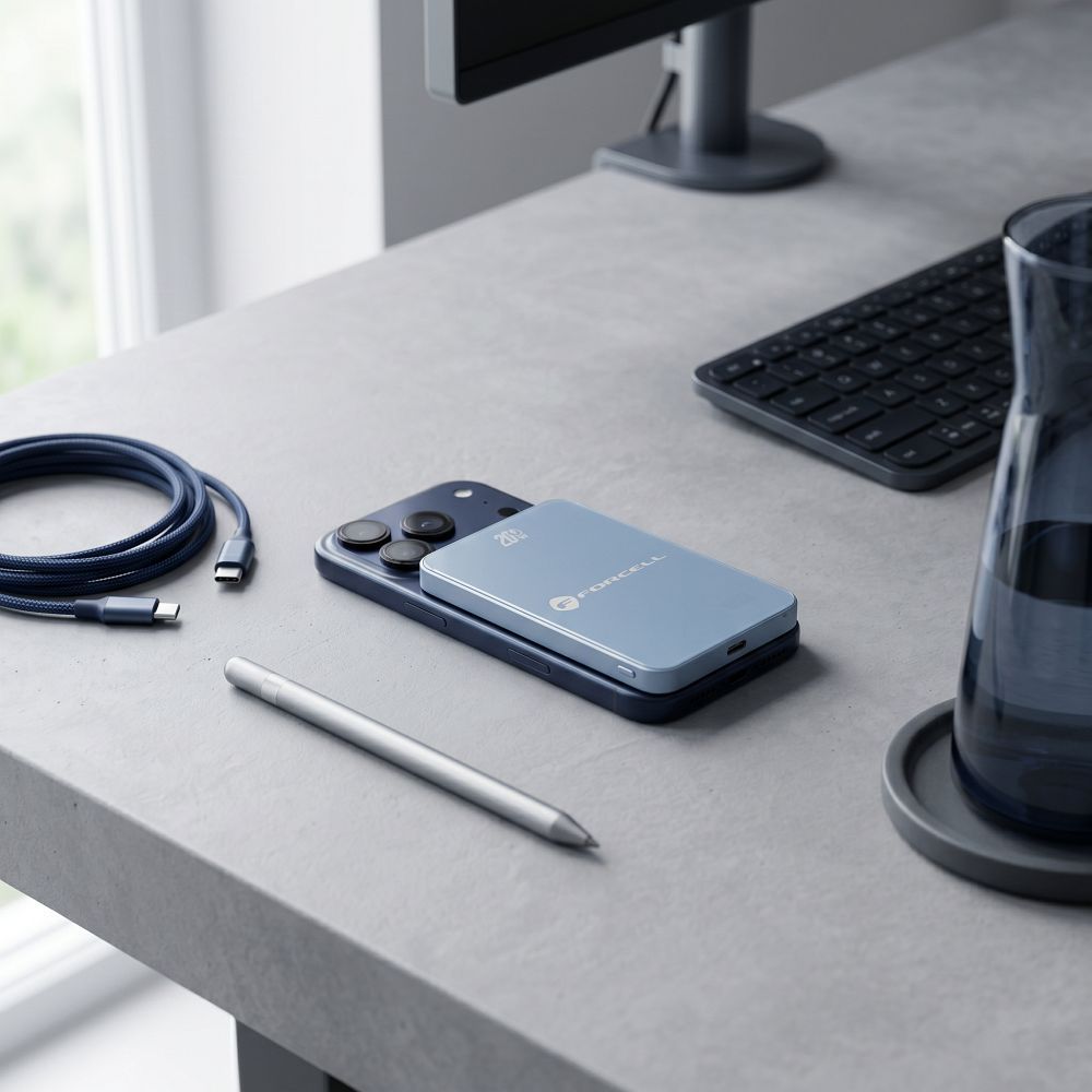 Kék Forcell F-Energy SuperSlim F5K8 MagSafe-kompatibilis powerbank QC4.0 PD3.0 15 W 5000 mAh-6