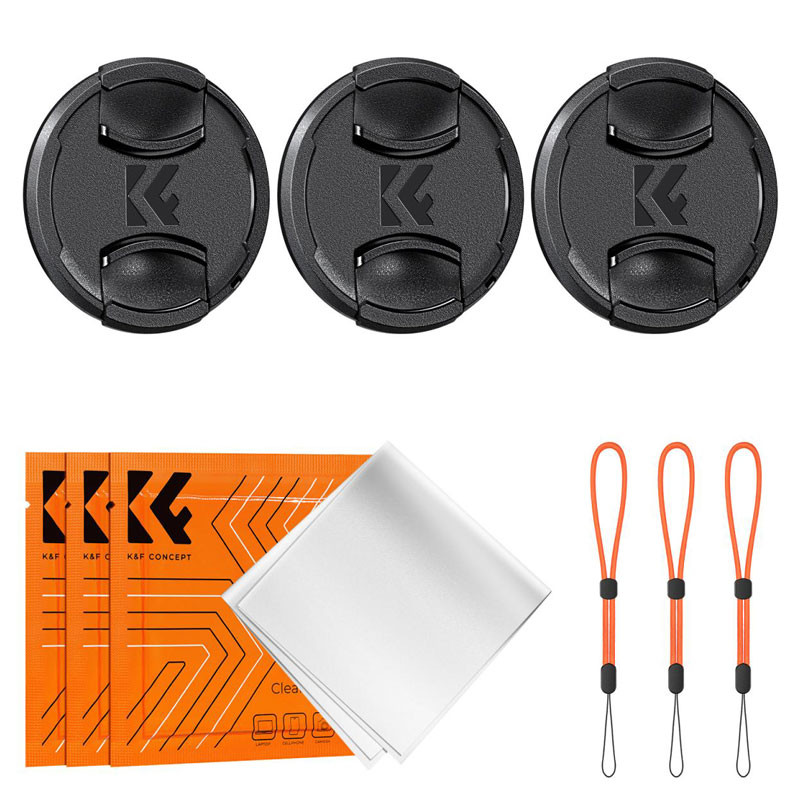 K&F Concept 3db 72mm objektívsapka zsinórral + 3db törlőkendő-0