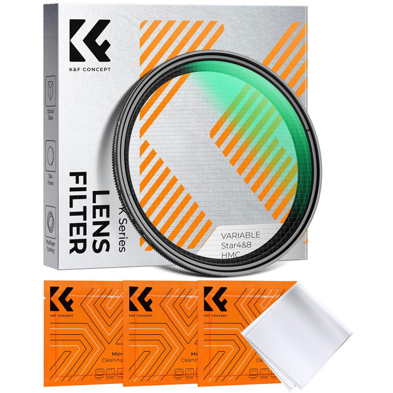 K&F Concept 82 mm állítható 4–8 pontos csillagszűrő, zöld bevonattal-0