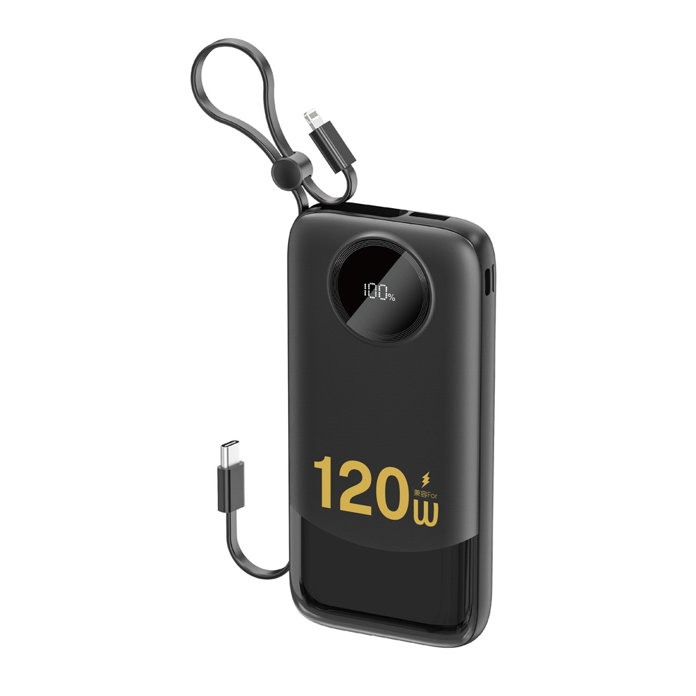 Dudao K13 10000mAh Powerbank beépített kábellel - Fekete-0