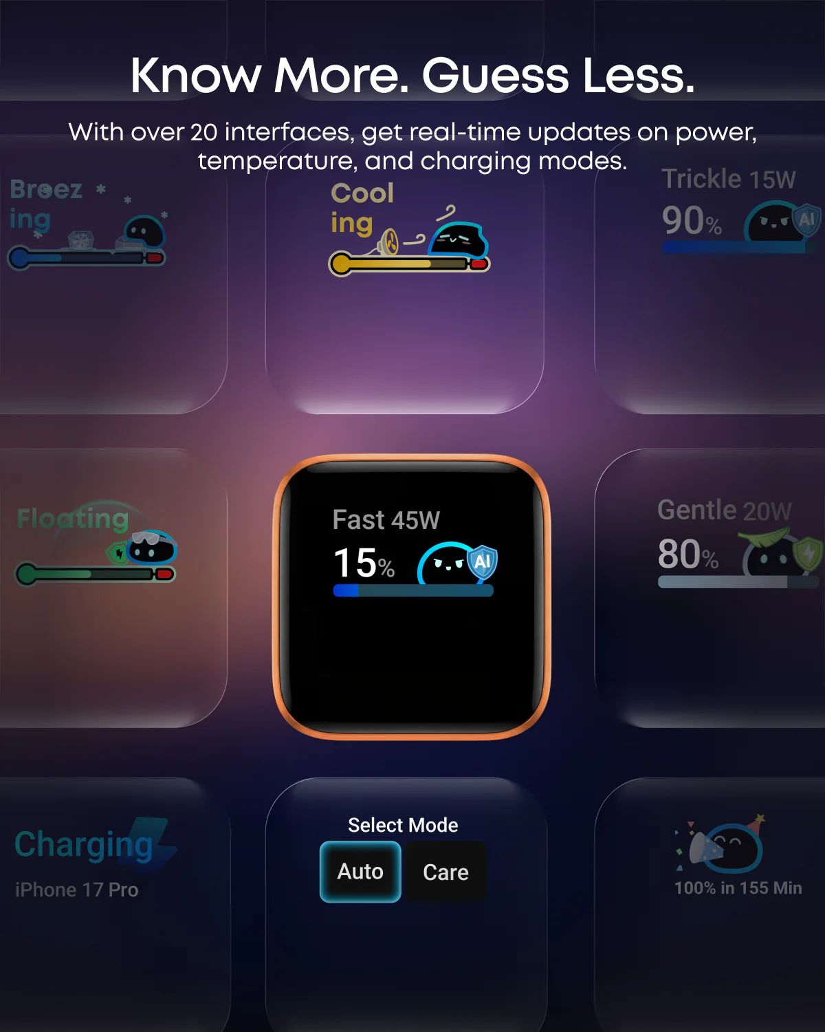 Fali töltő Anker Nano Display, 45W, 3A, 1 x USB-C, Fehér A121DG21-1