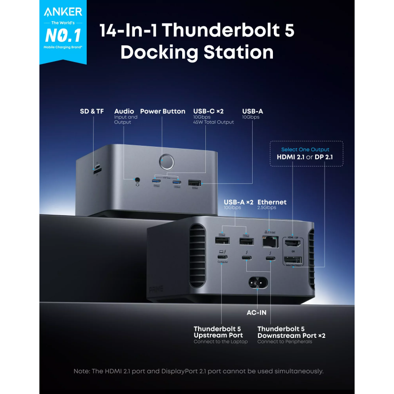 Anker Prime TB5 14 az 1-ben Thunderbolt hub, szürke-1