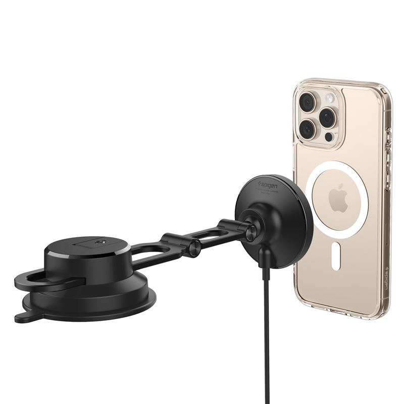 Spigen OneTap Pro 4 MagSafe autós töltő tartó, fekete Qi2-1