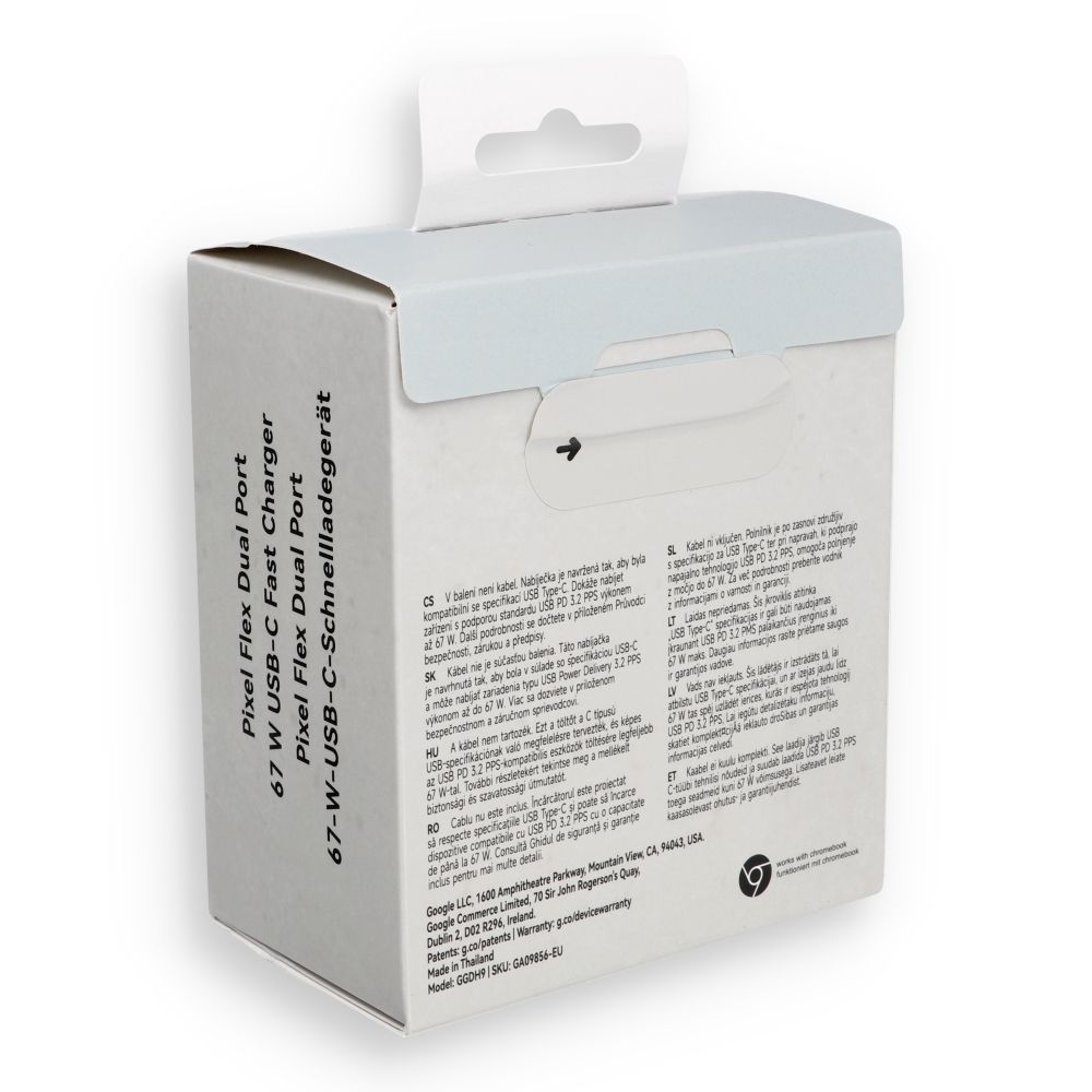 Google GA09856-EU eredeti 67 W-os USB-C PD hálózati töltő, fehér-7