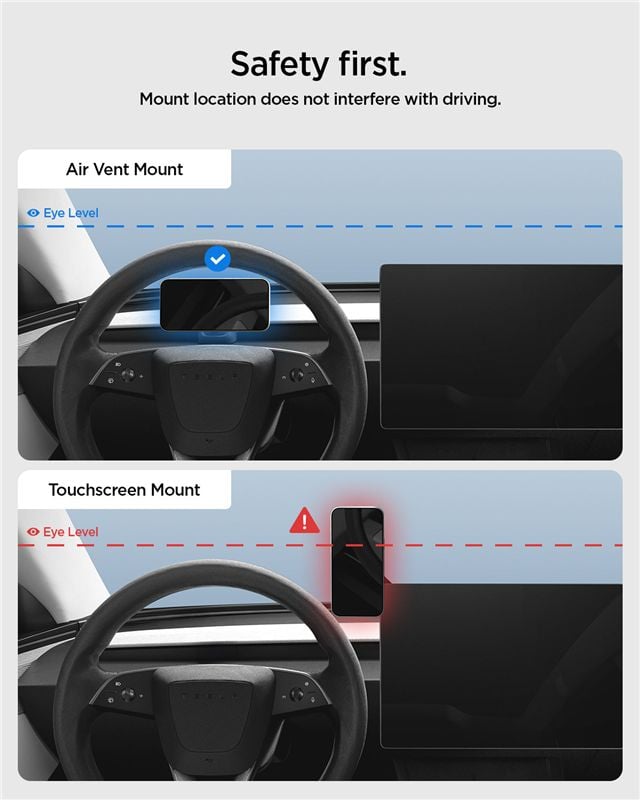 Spigen Tesla Airvent MagSafe TAM100 szellőzőrácsos telefontartó, fekete – Tesla Model 3 (2024–2026) / Model Y Juniper (2025–2026)-2