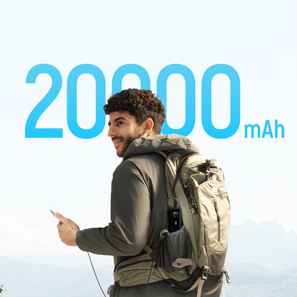 Cuktech PB200U 210 W 20 000 mAh külső akkumulátor TFT-kijelzővel és 240 W-os USB-C kábellel, fekete-3