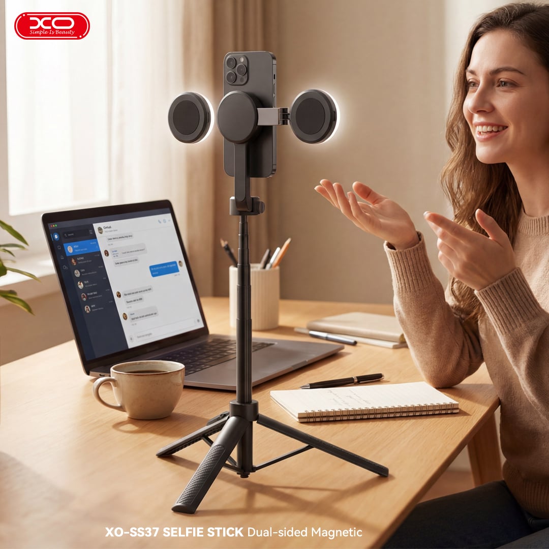 XO SS37 Bluetooth szelfibot és állvány MagSafe mágneses rögzítéssel, fekete, 124 cm-3