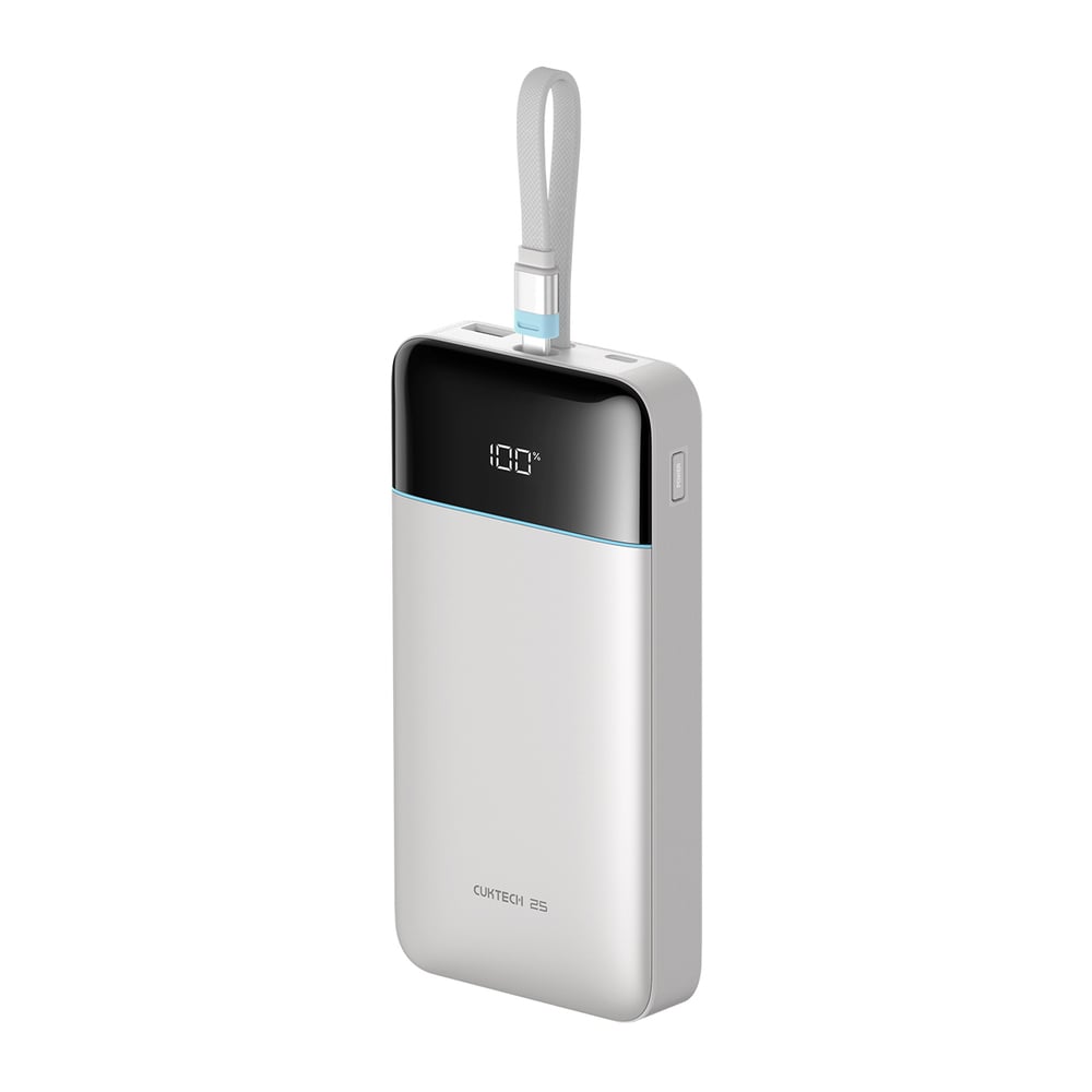 Cuktech LPB252N 120 W 25000 mAh powerbank beépített USB-C kábellel, fehér-0