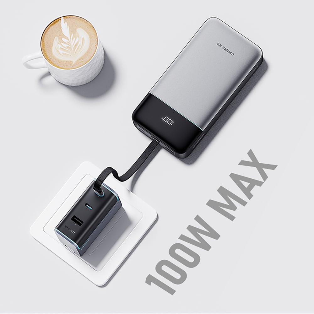 Cuktech LPB252N 120 W 25000 mAh külső akkumulátor beépített USB-C kábellel, szürke-2