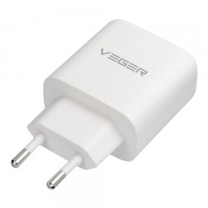 VEGER USB-A + USB-C PD QC3.0 3,25 A 65 W hálózati töltő adapter + USB-C–USB-C kábel TR67 fehér