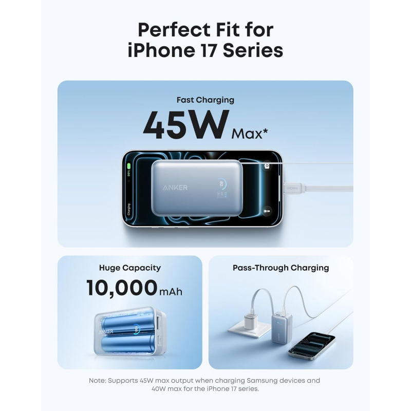 Anker Nano külső akkumulátor 10000 mAh 45 W QC + PD, kék-2