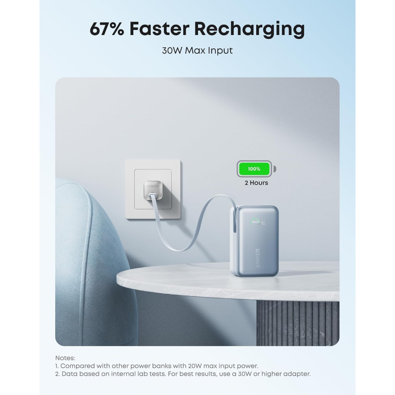 Anker Nano külső akkumulátor 10000 mAh 45 W QC + PD, kék-6
