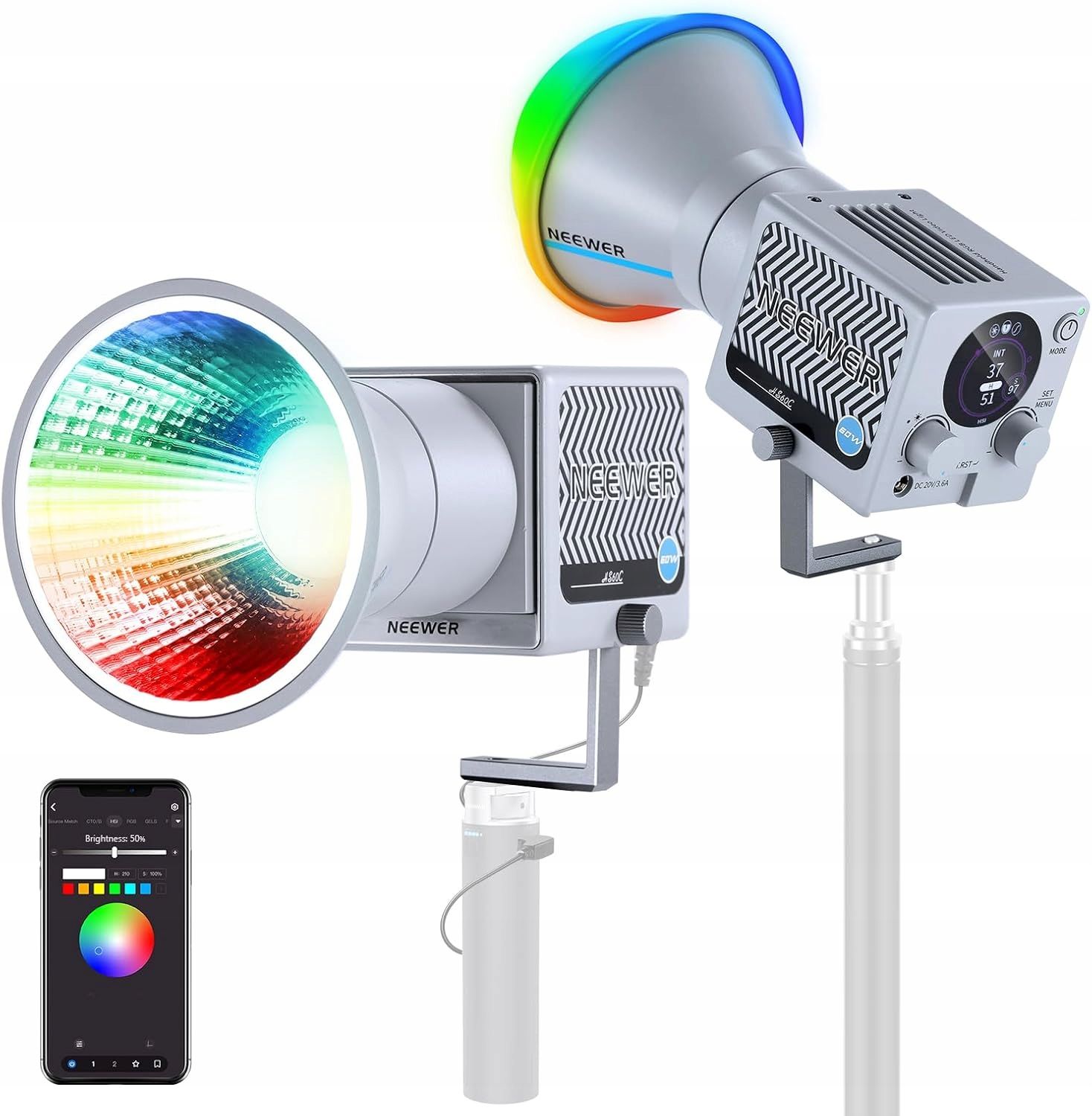 Neewer HS60C 60 W RGB COB videólámpa-0