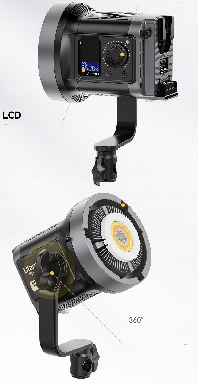 ULANZI VL-120BI 120 W-os LED stúdiólámpa-1