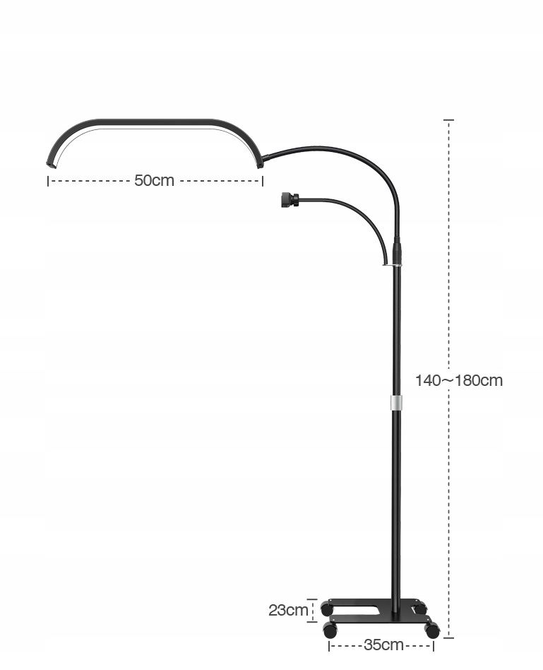 Michael Marinelli GX520R 45 W-os rózsaszín félhold alakú LED kozmetikai lámpa görgős állvánnyal-7