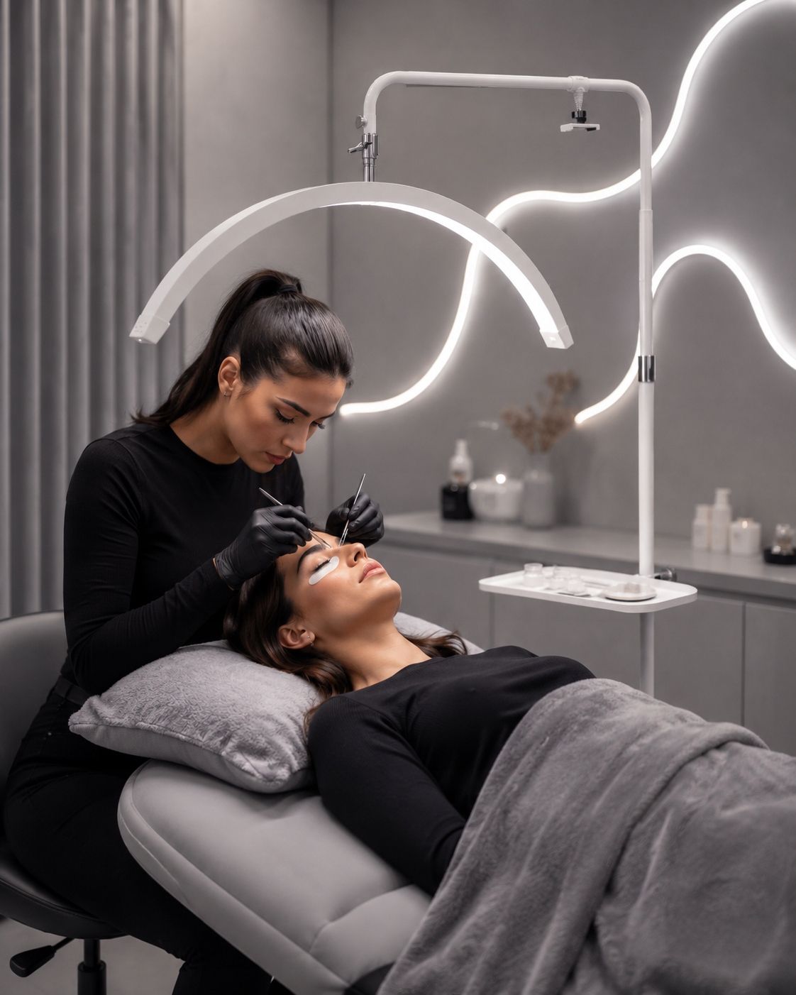 Michael Marinelli L80 48 W álló íves árnyékmentes LED kozmetikai lámpa, fehér-6