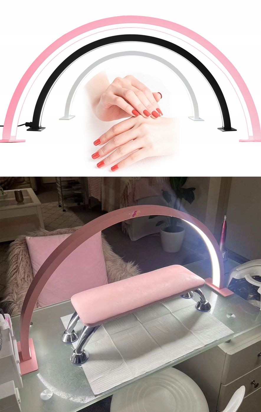 Michael Marinelli N280 50 W-os félhold alakú LED kozmetikai asztali lámpa, fehér-6