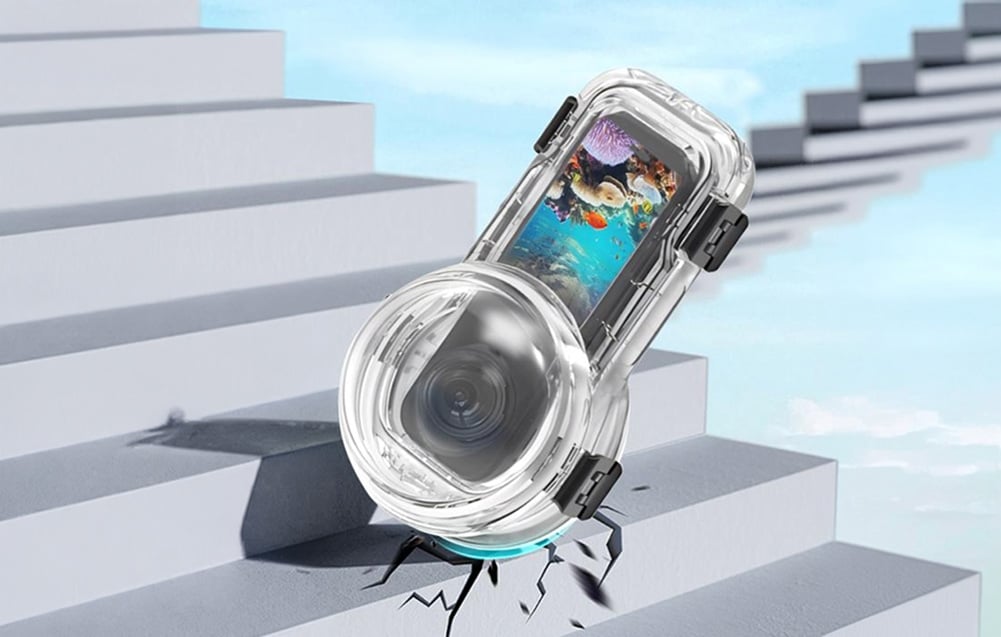 Puluz 60 m vízálló búvártok gyorskioldóval Insta360 X5 kamerához, átlátszó-5