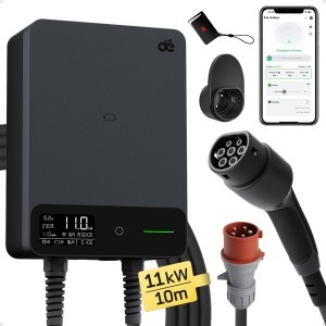 dé 11kW-os fali töltő 10 m-es kábellel, TUYA APP, Type-2
