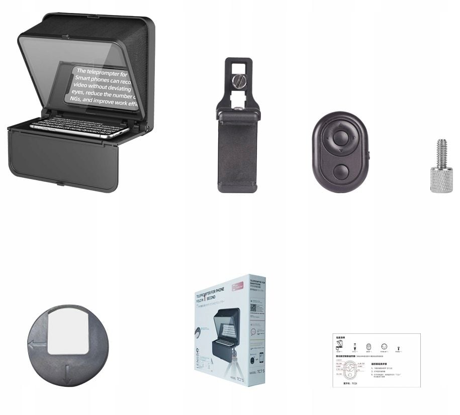 LensGo TC7 S teleprompter okostelefonhoz Bluetooth távirányítóval, fekete-12