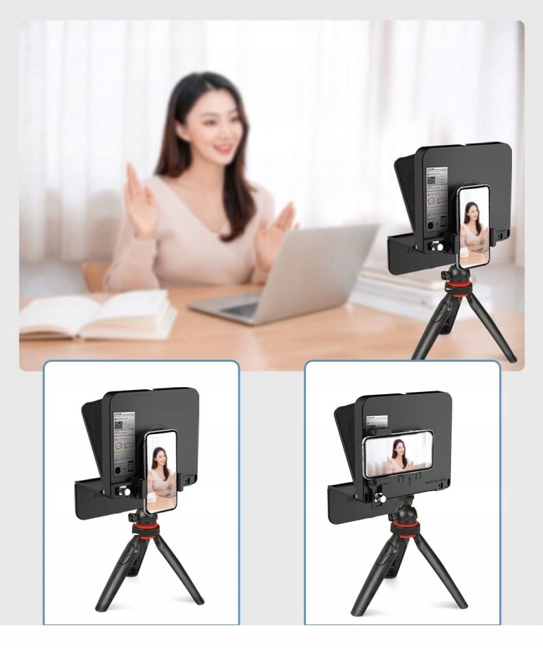 LensGo TC7 S teleprompter okostelefonhoz Bluetooth távirányítóval, fekete-2