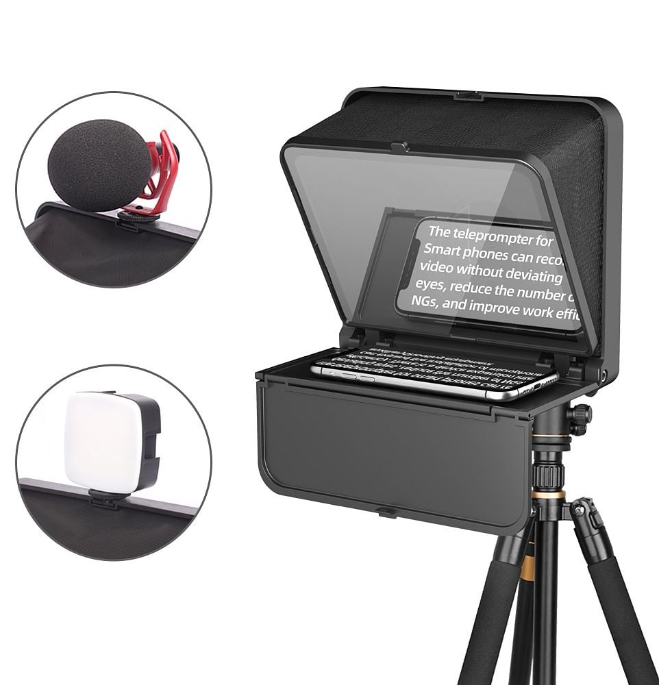 LensGo TC7 S teleprompter okostelefonhoz Bluetooth távirányítóval, fekete-1