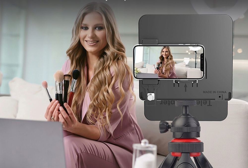 LensGo TC7 S teleprompter okostelefonhoz Bluetooth távirányítóval, fekete-14