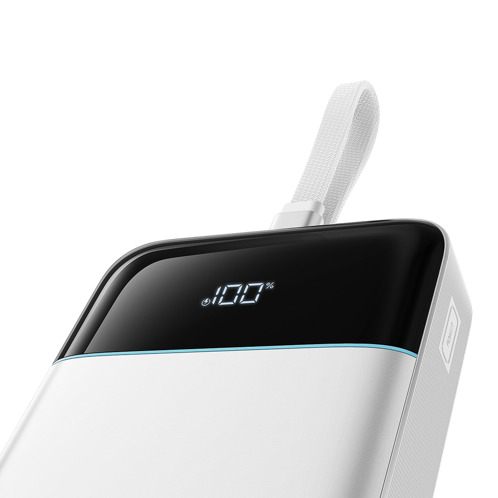Cuktech LPB252N 25 000 mAh 120 W külső akkumulátor beépített USB-C kábellel, fehér powerbank-8