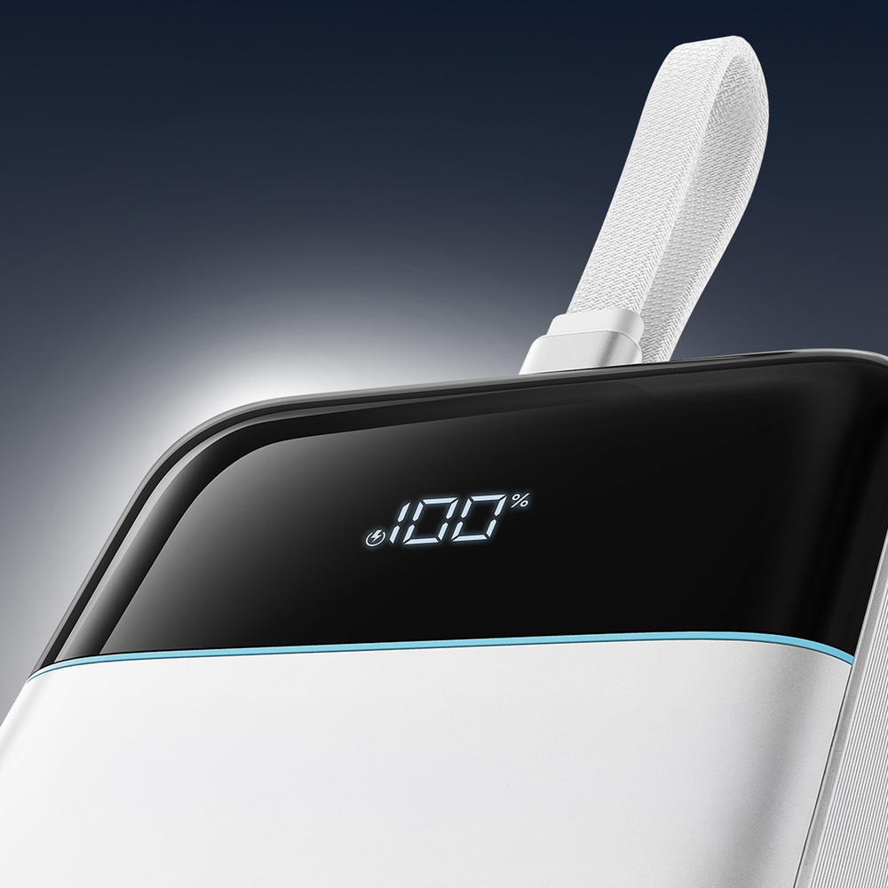 Cuktech LPB252N 25 000 mAh 120 W külső akkumulátor beépített USB-C kábellel, fehér powerbank-2